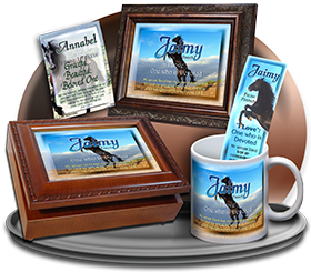 MU-AN29, Music Box with personalized name meaning & Bible verse,  Jaimy black horse beauty stallion