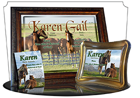8x10-AN44, personalized 10x12 name meaning print, framed with  name meaning & Bible verse,  karen horses mother mom child  Your name has caught the attention of this curious horse, as he pulls away slightly from the rest of his heard to investigate what t