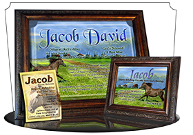 MU-AN48, Music Box with personalized name meaning & Bible verse,  jacob brown horse houses