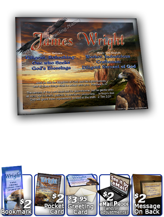 8x10-AN32, personalized 10x12 name meaning print, framed with  name meaning & Bible verse,  wright golden eagle preditor hawk bird  This is a variation of the design of AN24, except for the beautiful change of a stormy blue sky encompassing this golden-wi