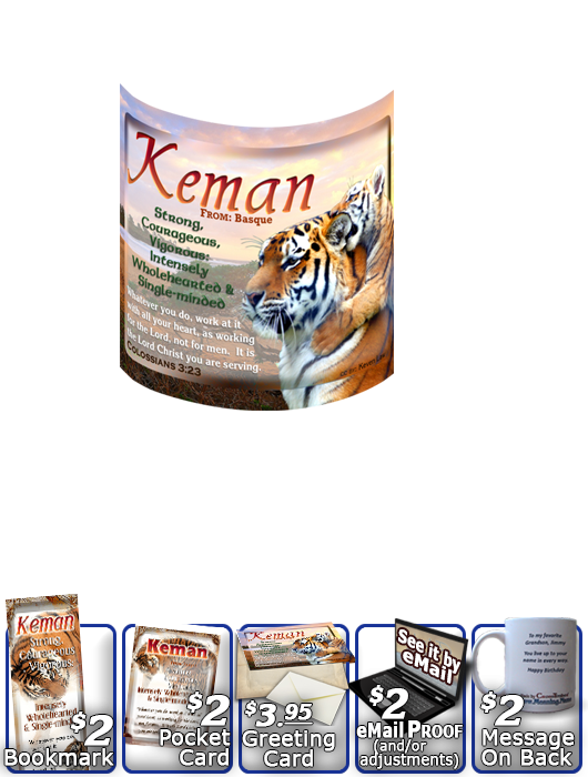 MU-AN40, Coffee Mug with Name Meaning and  Bible Verse tiger keman tigress powerful