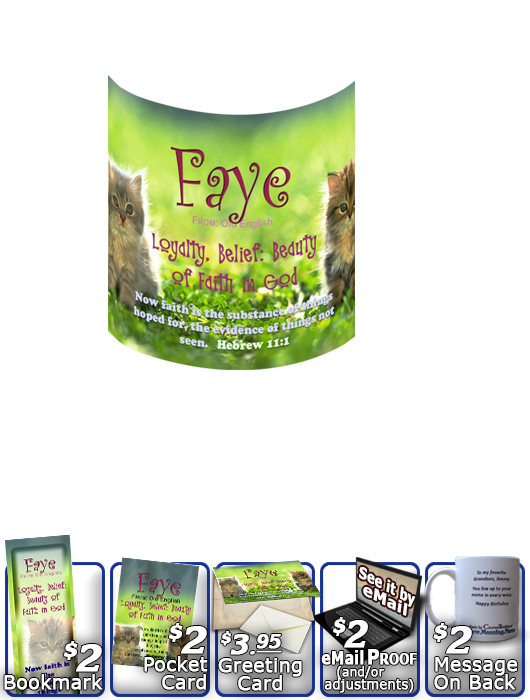 MU-AN51, Coffee Mug with Name Meaning and  Bible Verse faye cute fuzzy kittens cats