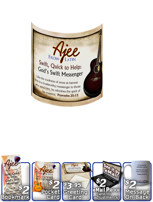 MU-MU19, Coffee Mug with Name Meaning and  Bible Verse, personalized, music notes ajee guitar acoustic