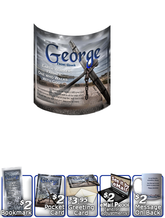 MU-SY59, Coffee Mug with Name Meaning and  Bible Verse, personalized, anchor ocean george