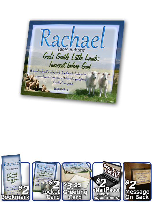 PL-AN04, Name Meaning Print,  Framed, Bible Verse Rachel Rachael sheep lambs flock shepherd
