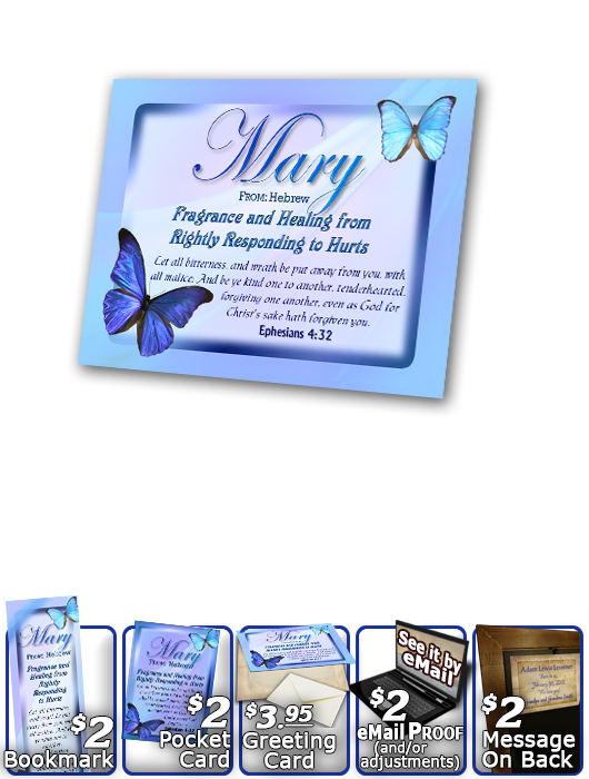 PL-BF02, Name Meaning Print,  Framed, Bible Verse butterfly blue mary