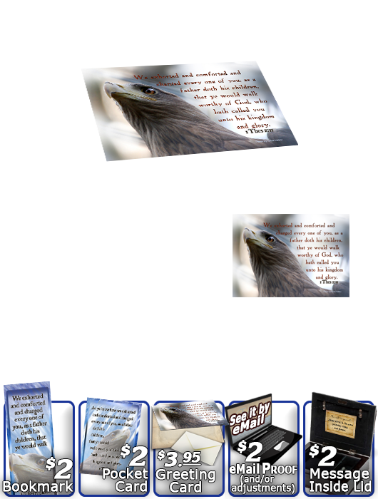 SG-MB-AN47, Custom Bible Verse on a Music Box, Bible Verse eagle hawk bird, 1 Thessalonians 2:11