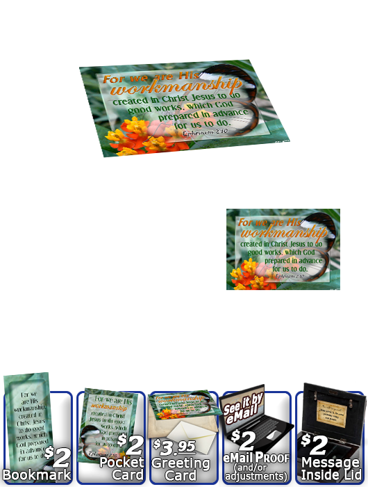 SG-MB-BF13, Custom Bible Verse on a Music Box, Bible Verse butterfly  green garden, Ephesians 2:10
