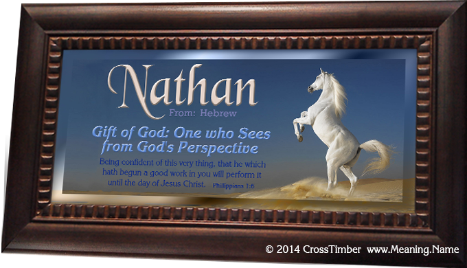 framed personalized name meaning print with white horse on sand AN26