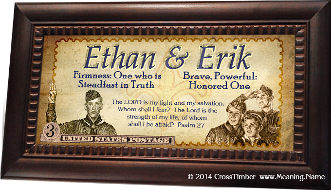 CA03 name meaning plaque with boy scouts, meaning and Bible verse