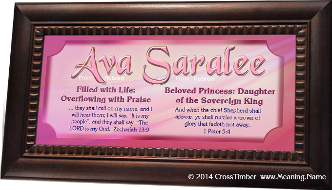 SM07 name meaning print with pink text for ava saralee
