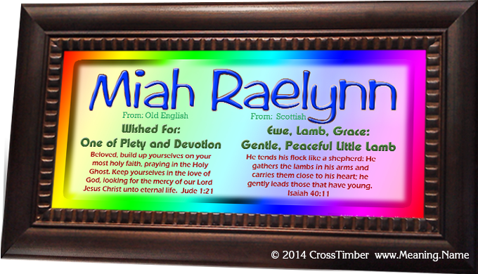 SM12 name meaning print with rainbows for baby's name gift, framed