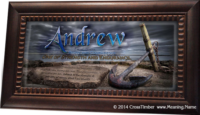 SY59 strong anchor sailor ocean rock foundation brave strength andrew name meaning print framed, personalized
