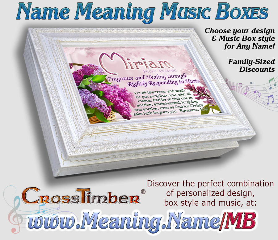 An elegant wooden music box with a name meaning design on top.