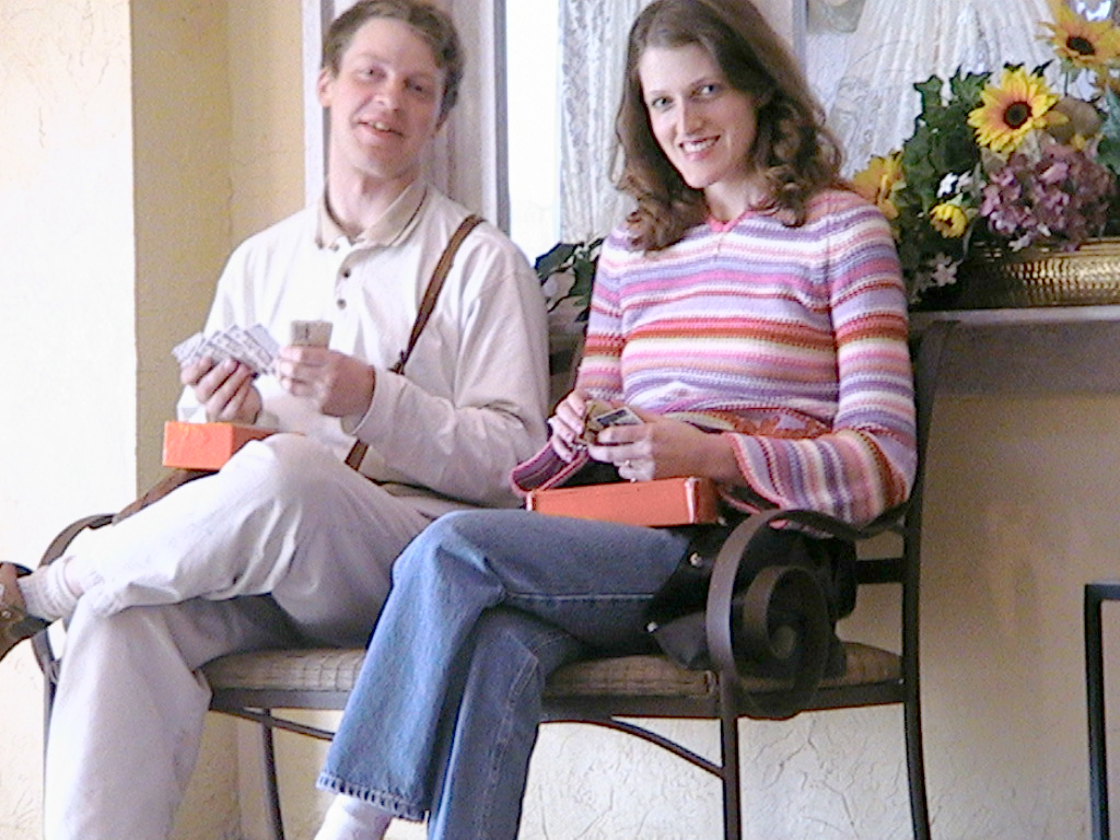 John and his future wife, Katie, sorting NameCards