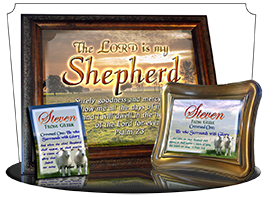 SG-PL-AN03, Custom Scripture Plaque,  Framed, Bible Verse two lambs sheep, Psalm 23, Shepherd