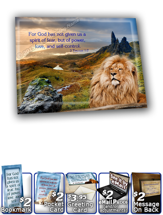 SG-8x10-AN06, Large 10x12 Plaque with Custom Bible Verse  lion, bravery courage, 2 Timothy 1:7