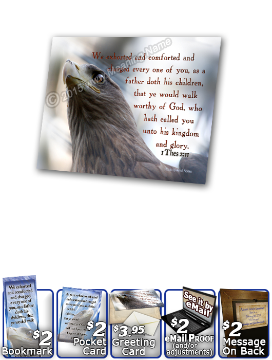 SG-PL-AN47, Custom Scripture Plaque,  Framed, Bible Verse eagle hawk bird, 1 Thessalonians 2:11